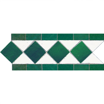Mosaic House Moroccan tile Dfira MDV 10-26 Green,   Polar White,    solid zellige, mosaic, zellij, field, pattern, glaze, simple, classic, octagonal 